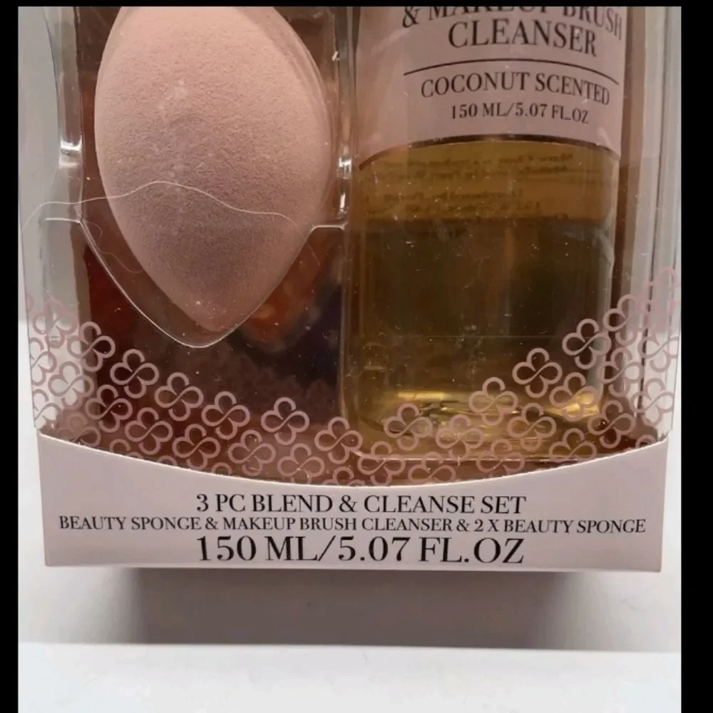 Marie Claire Paris 3 Pc Blend & Cleanse Set Beauty Sponge & Makeup Brush New